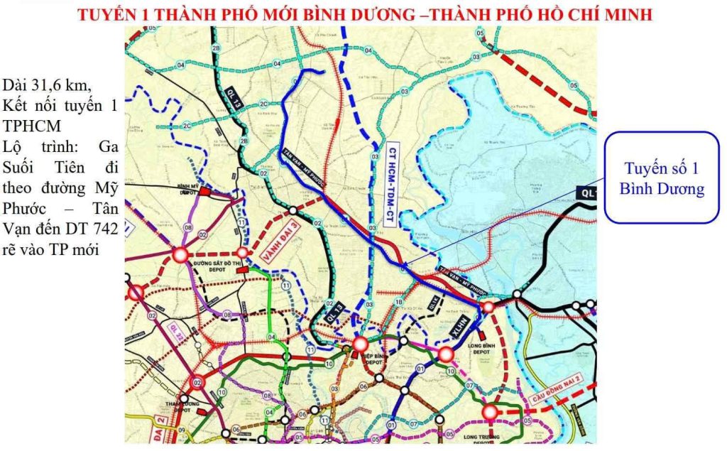 Hướng Tuyến Metro Thành Phố Mới Bình Dương Suối Tiên