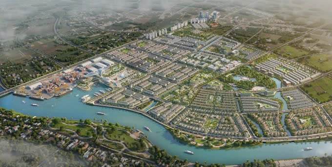 Phối cảnh tổng thể dự án tổ hợp đô thị - cảng An Tây 724 ha. Ảnh: Sun Group